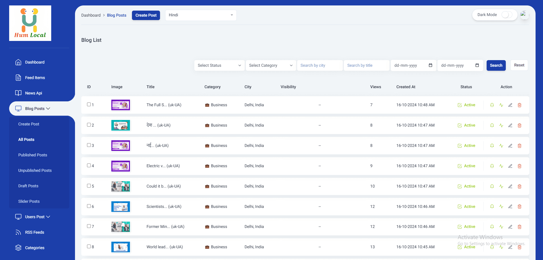 Nearby News App Admin Panel